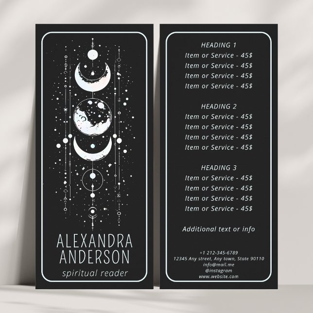 Tarjeta Publicitaria Fases celestes de la luna mística holística espiri (Subido por el creador)