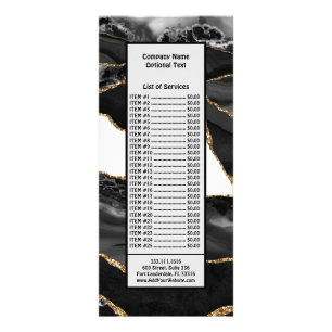 Tarjeta Publicitaria Faux Marled Agate Black Stylish Luxury
