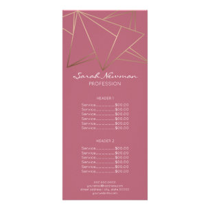 Tarjeta Publicitaria Faux rosa dorado elegante moderno geométrico mini