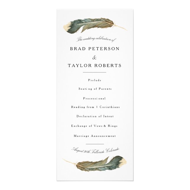 Tarjeta Publicitaria Feather Duo Watercolor Rackcard (Frente)