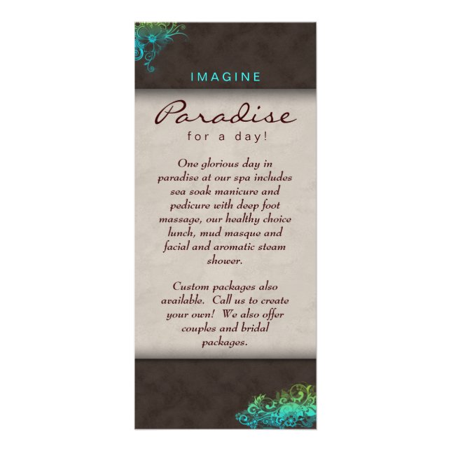 Tarjeta Publicitaria Flor Floral Salon Spa Blue Green Brown (Frente)