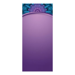 Tarjeta Publicitaria Flor púrpura espiritual, mar de Mandala azul