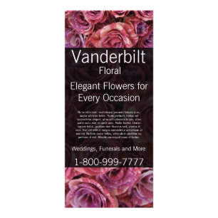 Tarjeta Publicitaria Floral Company Florist Pink Roses Rack Card