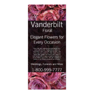 Tarjeta Publicitaria Floral Company Florist Pink Roses Rack Card
