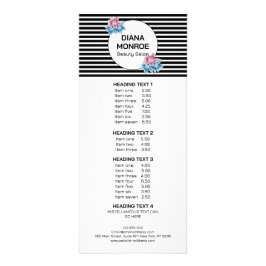 Tarjeta Publicitaria Floral floral corona estriada elegante salón carta