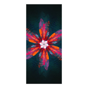 Tarjeta Publicitaria Floral Mandala Flores Naranja Azul Rojo Resumen