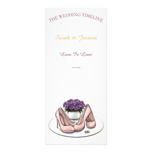 Tarjeta Publicitaria Flores Violetas Elegantes Cronología de Boda Lesbi