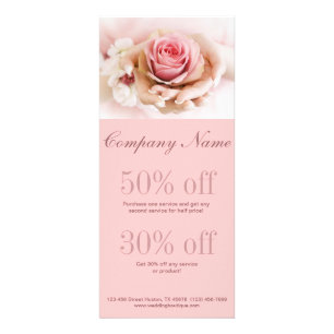 Tarjeta Publicitaria florista boda de flores rosadas elegantes