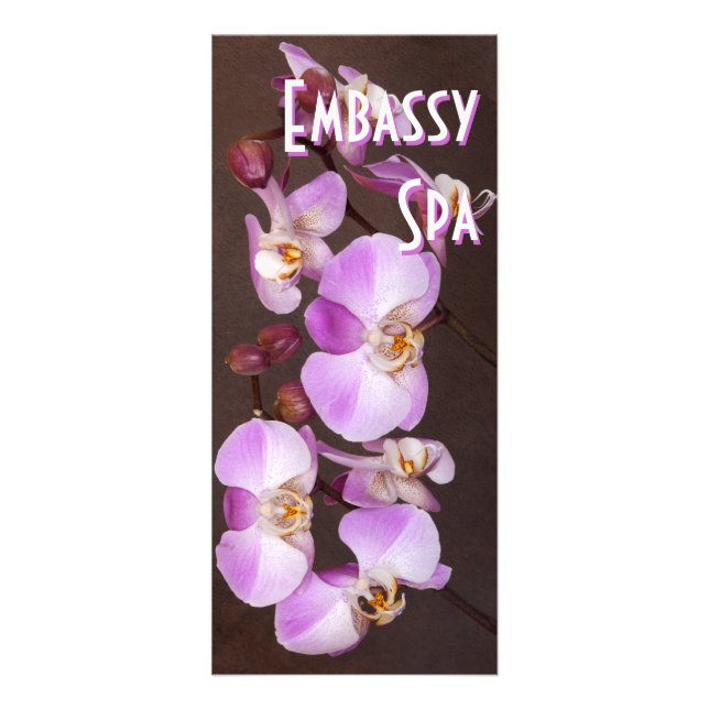 Tarjeta Publicitaria Fotos de cierre de orquídeas blancas y violetas (Frente)