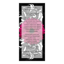 Tarjeta Publicitaria Fuchsia Scroll Gerbera Daisy con negro y blanco