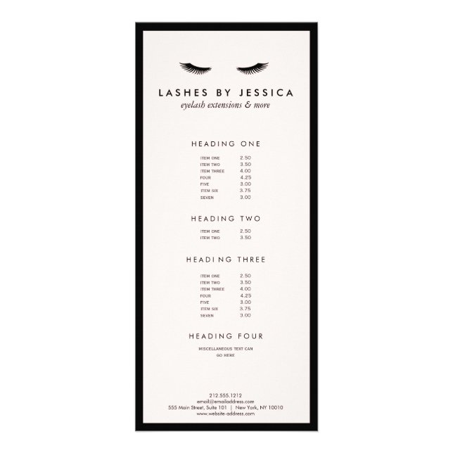 Tarjeta Publicitaria Glam Eyelashes Classic Black and Pink (Frente)