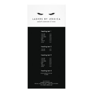 Tarjeta Publicitaria Glam Eyelashes en blanco y negro