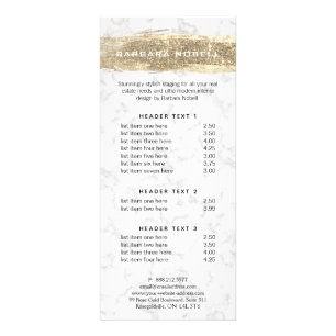 Tarjeta Publicitaria Glam Gold Purpurina Paint White Marble