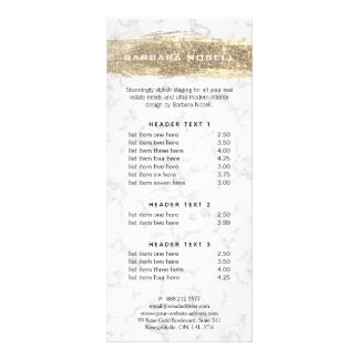 Tarjeta Publicitaria Glam Gold Purpurina Paint White Marble