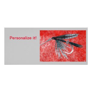 Tarjeta Publicitaria "Gnat negro" mosca mojada atando la mosca arte de 