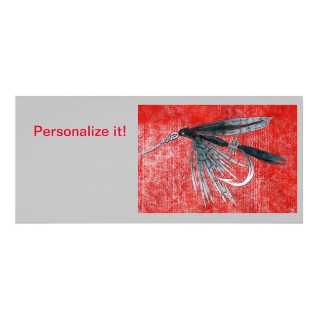 Tarjeta Publicitaria "Gnat negro" mosca mojada atando la mosca arte de  (Frente)