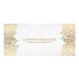 Tarjeta Publicitaria Gold Paisley Lace On White