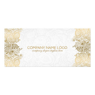 Tarjeta Publicitaria Gold Paisley Lace On White