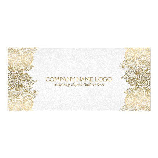 Tarjeta Publicitaria Gold Paisley Lace On White (Frente)