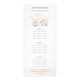 Tarjeta Publicitaria Gorra del chef de Rubor Floral Whisk Bakery Precio
