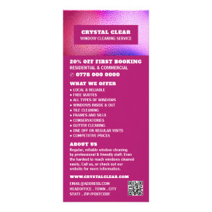 Tarjeta Publicitaria Gotas de lluvia, lista de precios del servicio de 