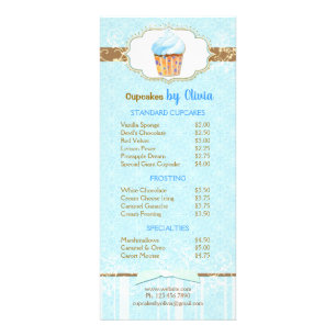 Tarjeta Publicitaria Gourmet Bakery Cupakes Price List