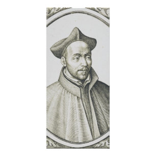 Tarjeta Publicitaria Grabado de San Ignacio de Loyola Arte Antiguo