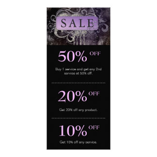 Tarjeta Publicitaria Grunge Purpurina Salon Black Purple Promo Card