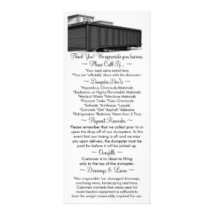 Tarjeta Publicitaria Guía del cliente de alquiler de basureros