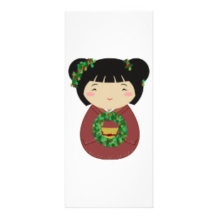 Tarjeta Publicitaria Guirnalda del navidad de Kokeshi