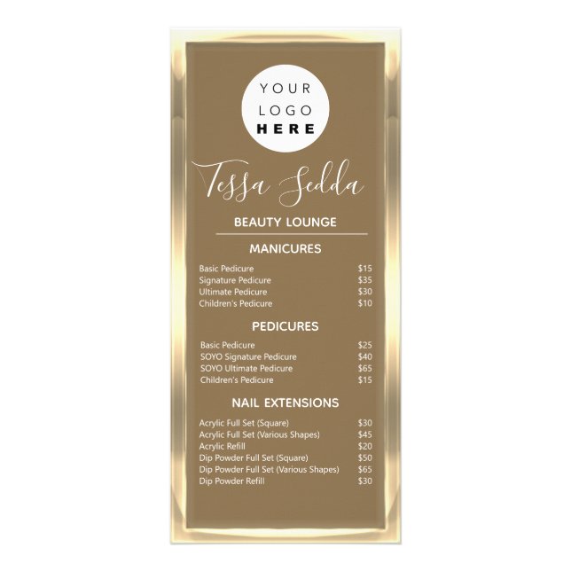 Tarjeta Publicitaria Hair Makeup Nail Manicure Pedicure Gold Bronze (Frente)