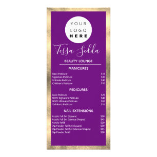 Tarjeta Publicitaria Hair Makeup Nail Manicure Pedicure Gold Pink VIP