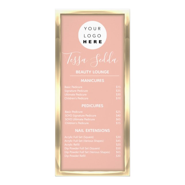 Tarjeta Publicitaria Hair Makeup Nail Manicure Pedicure Gold Wellness (Frente)