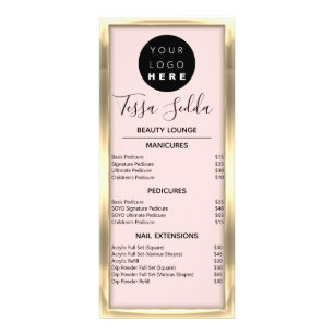 Tarjeta Publicitaria Hair Makeup Nails Manicure Pedicure Rubor Gold