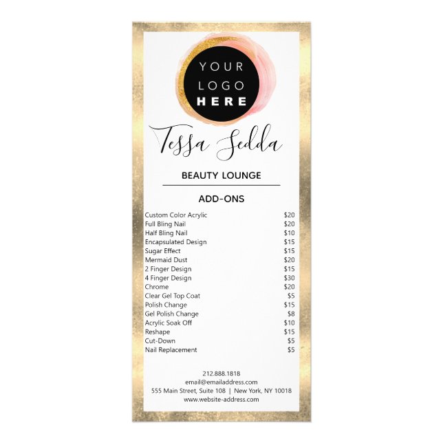 Tarjeta Publicitaria Hair Makeup Nails Manicure Pedicure Wellness (Atrás)