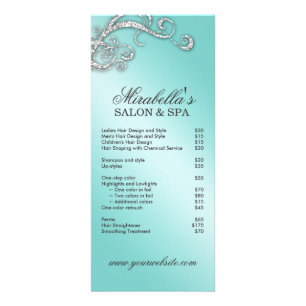 Tarjeta Publicitaria Hair Salon Beauty Rack Card Jewelry Swirl Blue