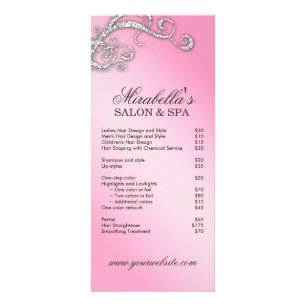 Tarjeta Publicitaria Hair Salon Beauty Rack Card Jewelry Swirl Pink