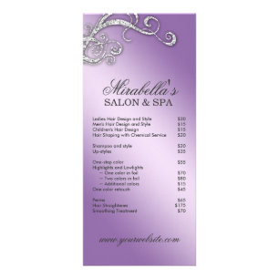 Tarjeta Publicitaria Hair Salon Beauty Rack Card Jewelry Swirl Purple