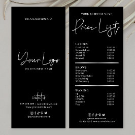 Tarjeta Publicitaria Hair Salon Nails Spa Black & Silver Glam Precios