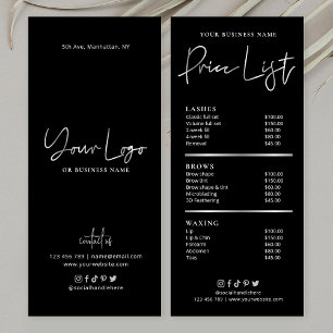 Tarjeta Publicitaria Hair Salon Nails Spa Black & Silver Glam Precios