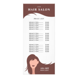 Tarjeta Publicitaria Hair Salon Price List Modelo Brunette Hairstylist