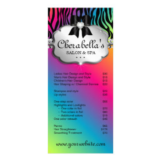 Tarjeta Publicitaria Hair Salon Rack Card Jewelley Bow Rainbow Pink