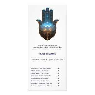 Tarjeta Publicitaria Iluminación del Loto Diseño de Mano Hamsa