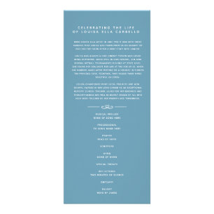 Tarjeta Publicitaria In our hearts funeral program white and blue