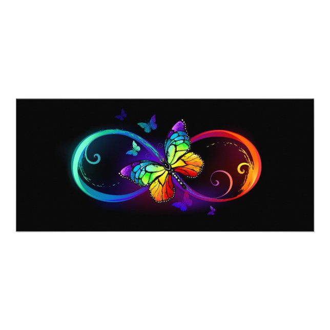 Tarjeta Publicitaria Infinidad vibrante con mariposa arco iris sobre ne (Frente)