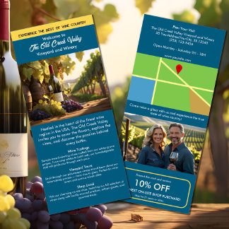 Tarjeta Publicitaria Información turística marketing viñedos bodega azu