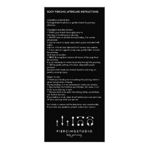 Tarjeta Publicitaria Instrucciones de cuidados posteriores Piercing Mod