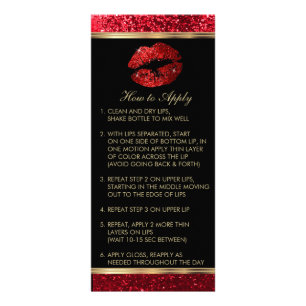 Tarjeta Publicitaria Instrucciones de Lip del Purpurina Rojo