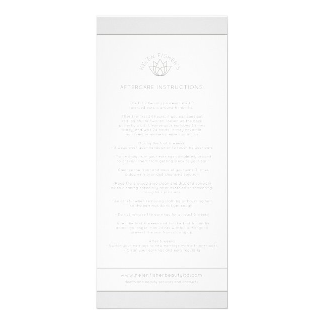 Tarjeta Publicitaria Instrucciones de perforación de oído después del c (Frente)