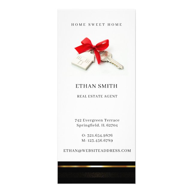 Tarjeta Publicitaria Introducción al marketing inmobiliario en negro y  (Frente)